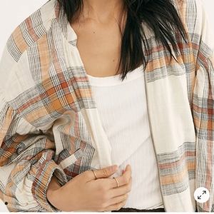 Maddie Plaid Bomber Jacket ~ Free People Size Large Fall Outerwear Size Large